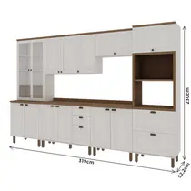 Cozinha Completa 14 Portas 4 Gavetas 100% MDF Genialflex Iluminata Branco/Ébano