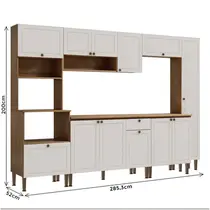 Cozinha Completa 12 Portas 1 Gaveta 100% MDF Frizz Genialflex - Cinamomo/ Branco Fosco