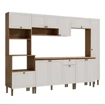 Cozinha Completa 12 Portas 1 Gaveta 100% MDF Frizz Genialflex - Cinamomo/ Branco Fosco