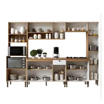 Cozinha Completa 12 Portas 1 Gaveta 100% MDF Frizz Genialflex - Cinamomo/ Branco Fosco
