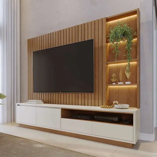 Estante Home para TV até 82 Polegadas 2,4m com LED Colibri Cancun