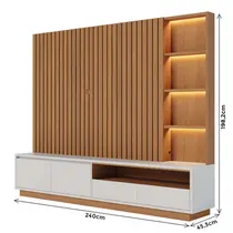 Estante Home para TV até 82 Polegadas 2,4m com LED Colibri Cancun