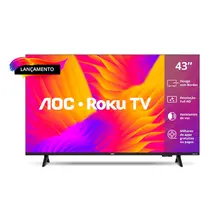 Smart TV 43” AOC DLED FULL HD 43S5155/78G Roku TV com Comando de Voz HDR 3 HDMI 1 USB