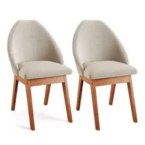 Conjunto de 2 Cadeiras Estofadas em Linho Madetal Grecia