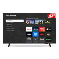 Smart TV 43” AOC DLED FULL HD 43S5155/78G Roku TV com Comando de Voz HDR 3 HDMI 1 USB