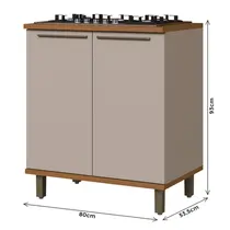 Balcão para Cooktop 80cm 2 Portas Indekes Munique