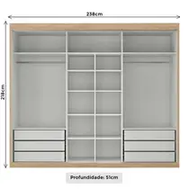 Guarda-Roupa Casal 3 Portas 6 Gavetas Maxel Senna