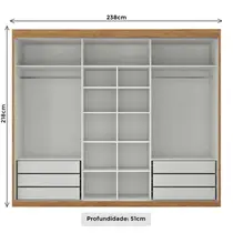 Guarda-Roupa Casal 3 Portas 6 Gavetas Maxel Senna
