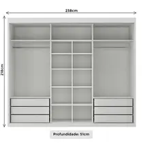 Guarda-Roupa Casal 3 Portas 6 Gavetas Maxel Senna