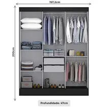 Guarda-Roupa Casal 3 Portas 2 Gavetas Maxel San Marino