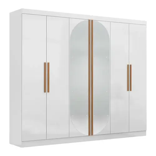 Guarda-Roupa Casal com Espelho 6 Portas 4 Gavetas Maxel Titanium