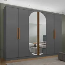Guarda-Roupa Casal com Espelho 6 Portas 4 Gavetas Maxel Titanium