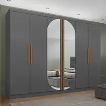 Guarda-Roupa Casal com Espelho 6 Portas 4 Gavetas Maxel Titanium