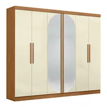 Guarda-Roupa Casal com Espelho 6 Portas 4 Gavetas Maxel Titanium
