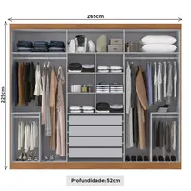 Guarda-Roupa Casal com Espelho 6 Portas 4 Gavetas Maxel Titanium