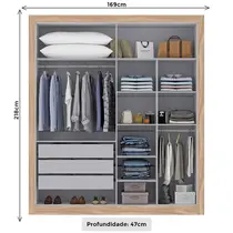 Guarda-Roupa Casal 4 Portas 3 Gavetas Maxel Cannes