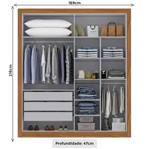 Guarda-Roupa Casal 4 Portas 3 Gavetas Maxel Cannes