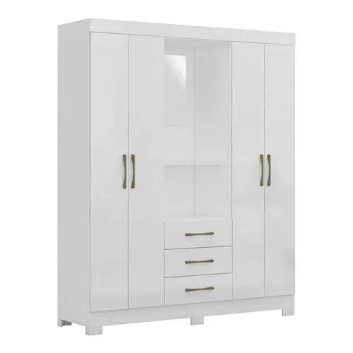 Guarda-Roupa Casal com Espelho 4 Portas 3 Gavetas Maxel Marrocos