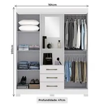 Guarda-Roupa Casal com Espelho 4 Portas 3 Gavetas Maxel Marrocos