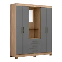 Guarda-Roupa Casal com Espelho 4 Portas 3 Gavetas Maxel Marrocos