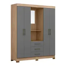 Guarda-Roupa Casal com Espelho 4 Portas 3 Gavetas Maxel Marrocos