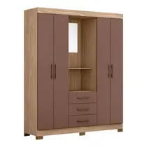 Guarda-Roupa Casal com Espelho 4 Portas 3 Gavetas Maxel Marrocos