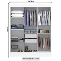 Guarda-Roupa Casal 3 Portas 2 Gavetas Maxel San Marino