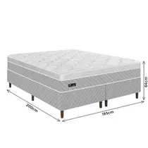 Cama Box King Umaflex Sevilha 193x203x64cm Molas Ensacadas - Cinza