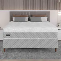 Cama Box Casal Umaflex Sevilha 138x188x64cm Molas Ensacadas - Cinza