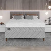 Cama Box Casal Umaflex Sevilha 138x188x64cm Molas Ensacadas - Cinza