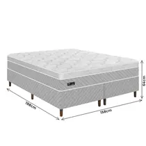 Cama Box Queen Umaflex Sevilha 158x198x64cm Molas Ensacadas - Cinza