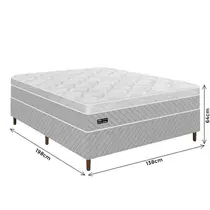Cama Box Casal Umaflex Sevilha 138x188x64cm Molas Ensacadas - Cinza
