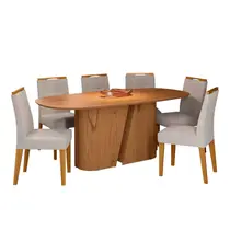 Conjunto Mesa de Jantar Yamin e 6 Cadeiras Lectus New Ceval - Cinamomo/Ype
