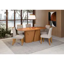 Conjunto Mesa de Jantar Yamin e 6 Cadeiras Lectus New Ceval - Cinamomo/Ype