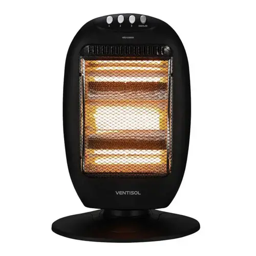 Aquecedor Halógeno Ventisol Oscilante AH02I 1200W Preto