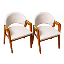 Conjunto de 2 Cadeiras Estofadas Linho/Corino Piubelle Moveis Ana