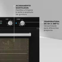 Forno Elétrico de Embutir Fischer Infinity 78 Litros com Air Fryer Preto