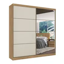 Guarda-Roupa Casal com Espelho 2 Portas de Correr 6 Gavetas 100% MDF THB Móveis Málaga Full Glass
