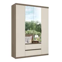 Guarda-Roupa Casal 4 Portas com Espelho 2 Gavetas 100% MDF THB Móveis Nobre Glass
