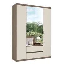 Guarda-Roupa Casal 4 Portas com Espelho 2 Gavetas 100% MDF THB Móveis Nobre Glass