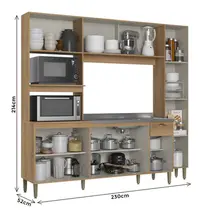 Cozinha Compacta 2,30m 9 Portas 1 Gaveta THB Móveis Moderna