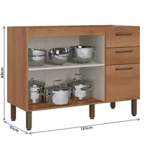 Balcão Pia 120cm 2 Portas 3 Gavetas THB Móveis Princess