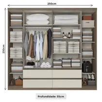 Guarda-Roupa Casal 6 Portas 4 Gavetas com Espelho 100% MDF THB Móveis Nobre Full Glass