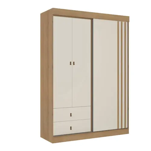 Guarda-Roupa Casal 3 Portas 2 Gavetas THB Móveis Aspen