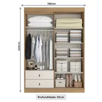 Guarda-Roupa Casal 3 Portas 2 Gavetas THB Móveis Aspen