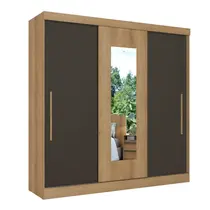 Guarda-Roupa Casal com Espelho 3 Portas 2 Gavetas THB Móveis Vision Flex