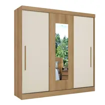 Guarda-Roupa Casal com Espelho 3 Portas 2 Gavetas THB Móveis Vision Flex