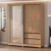 Guarda-Roupa Casal com Espelho 3 Portas de Correr 2 Gavetas Atualle Condor Flex