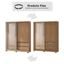 Guarda-Roupa Casal com Espelho 3 Portas de Correr 2 Gavetas Atualle Condor Flex