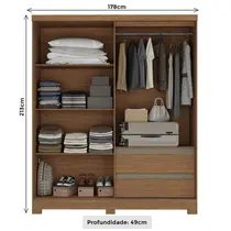 Guarda-Roupa Casal com Espelho 3 Portas de Correr 2 Gavetas Atualle Condor Flex